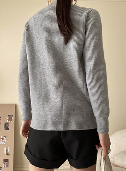 Half Turtleneck Pullover Plaid Patchwork Sweater