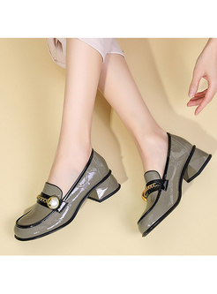 Patent Leather Pearl Embellished Loafers