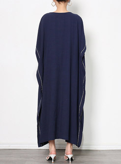 Casual Plus Size Print Patchwork Maxi Dress