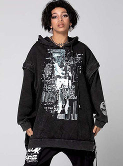Casual Print Plus Size Pullover Hoodie