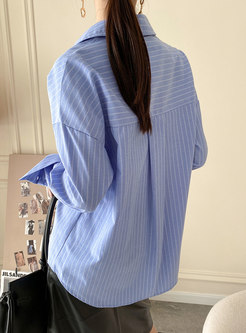 Casual Long Sleeve Striped Single-breasted Shirt