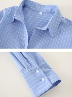 Casual Long Sleeve Striped Single-breasted Shirt