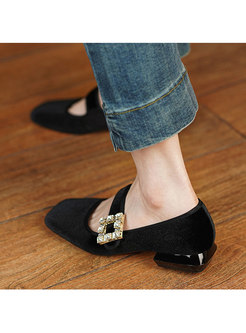 Patent Leather Low Block Heel Loafers