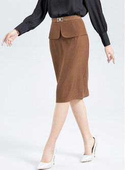 High Waisted Sheath Knee-length Office Skirt