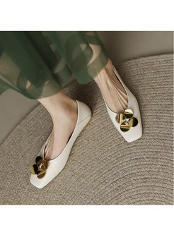 Square Toe Low-fronted Flat Loafers