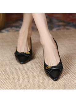 Pointed Toe Bowknot Low Heel Pumps