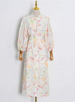 Boho Long Sleeve Print Beach Maxi Dress