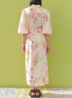 Boho Long Sleeve Print Beach Maxi Dress
