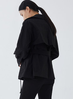 Brief Double-breasted Straight Short Trench Coat