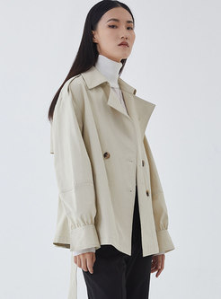 Brief Double-breasted Straight Short Trench Coat