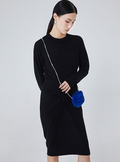 Long Sleeve Cropped Knit Top & Sheath Short Skirt