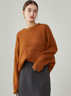 Crew Neck Pullover Loose Soft Sweater