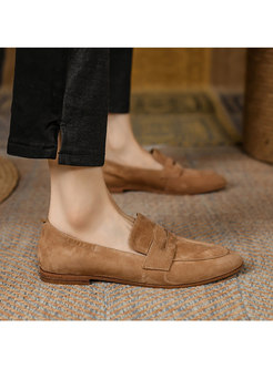 Retro Rounded Toe Low Heel Loafers