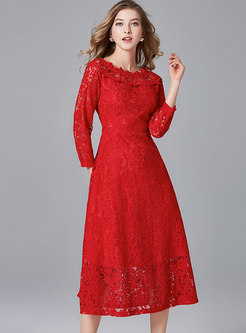 Off-the-shoulder Openwork Lace Cocktail Dress