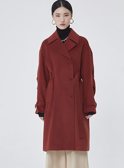Brief Long Sleeve Belted Straight Winter Coat