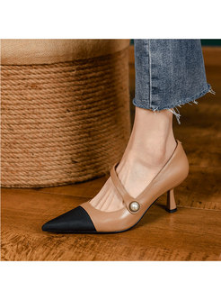 Pointed Toe Color-blocked Low-fronted Pumps