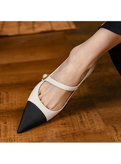 Pointed Toe Color-blocked Low-fronted Pumps