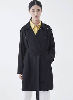 Casual Straight Trench Coat With Belt