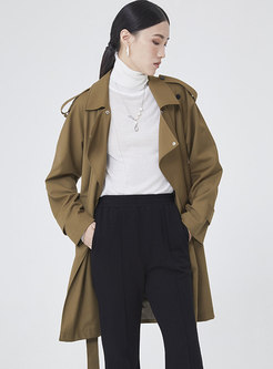 Casual Straight Trench Coat With Belt