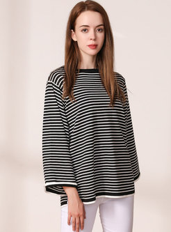 Crew Neck Pullover Striped Loose Sweater