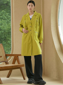Notched Collar Belted Straight Trench Coat