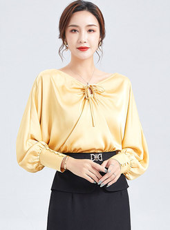 V-neck Batwing Sleeve Pullover Chiffon Blouse