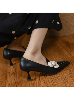 Pointed Toe Flower Patchwork High Heel Shoes