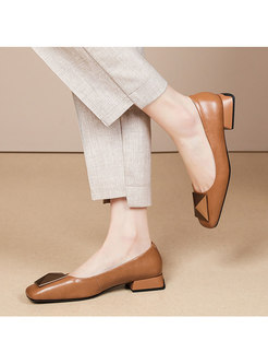 Square Toe Low-fronted Low Heel Shoes