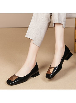 Square Toe Low-fronted Low Heel Shoes