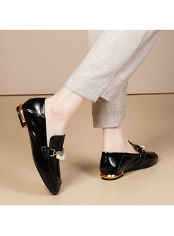 Rounded Toe Low-fronted Low Heel Loafers