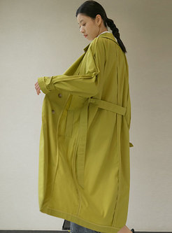 Casual Double-breasted Long Trench Coat