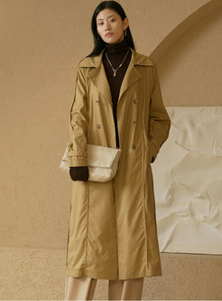 Casual Double-breasted Long Trench Coat