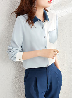 Color-blocked Patchwork Loose Polo Shirt