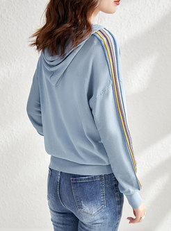 Hooded Color-blocked Slim Sweater Coats