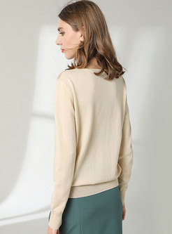 Brief Crew Neck Pullover Sheer Wool Sweater
