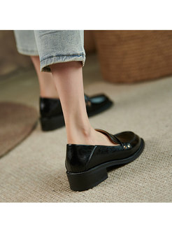 Retro Rounded Toe Low Heel Loafers