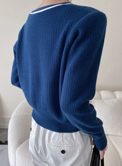 V-neck Slim Short Sweater Cardigan