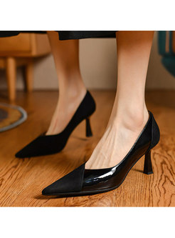 Patent Leather Patchwork Low-fronted Pumps
