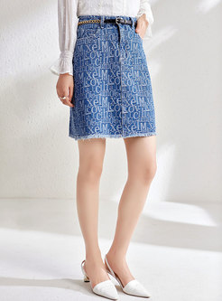 Casual High Waisted Straight Denim Mini Skirt