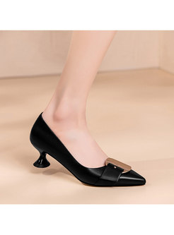 Pointed Toe Metal Embellished Low-fronted Pumps