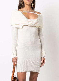 Sexy Off-the-shoulder Long Sleeve Mini Sweater Dress
