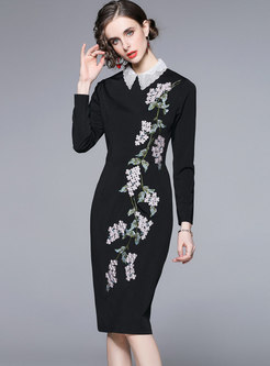 Retro Lace Patchwork Embroidered Bodycon Dress