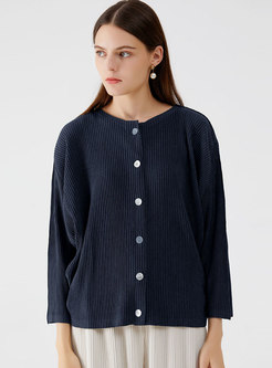 Casual Single-breasted Pleated Loose Blouse