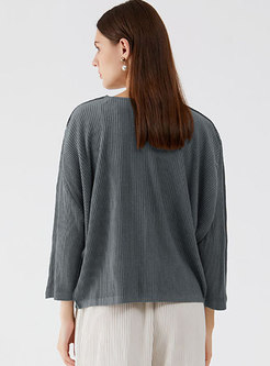 Casual Single-breasted Pleated Loose Blouse