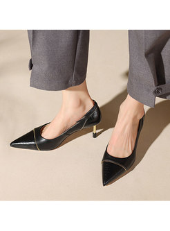Pointed Toe Low-fronted Zipper Decoration Pumps