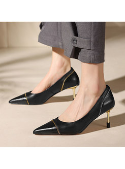 Pointed Toe Low-fronted Zipper Decoration Pumps