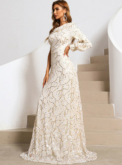 One Sleeve Sequin Floor-length Prom Dress