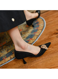 Pointed Toe Flower Patchwork Pumps High Heels