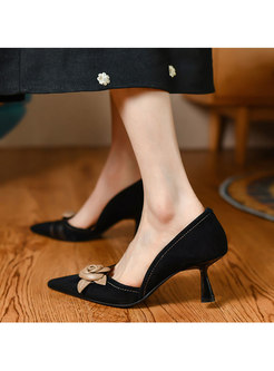 Pointed Toe Flower Patchwork Pumps High Heels