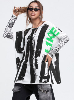 Plus Size Letter Print Pullover Knit Tee